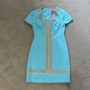 Lilly Pulitzer Turquoise Dress with Gold Trim